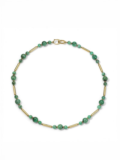 Gilda Emerald Yellow Gold Stick Chain Necklace