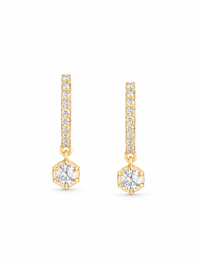 Diamond Crown Yellow Gold Huggies