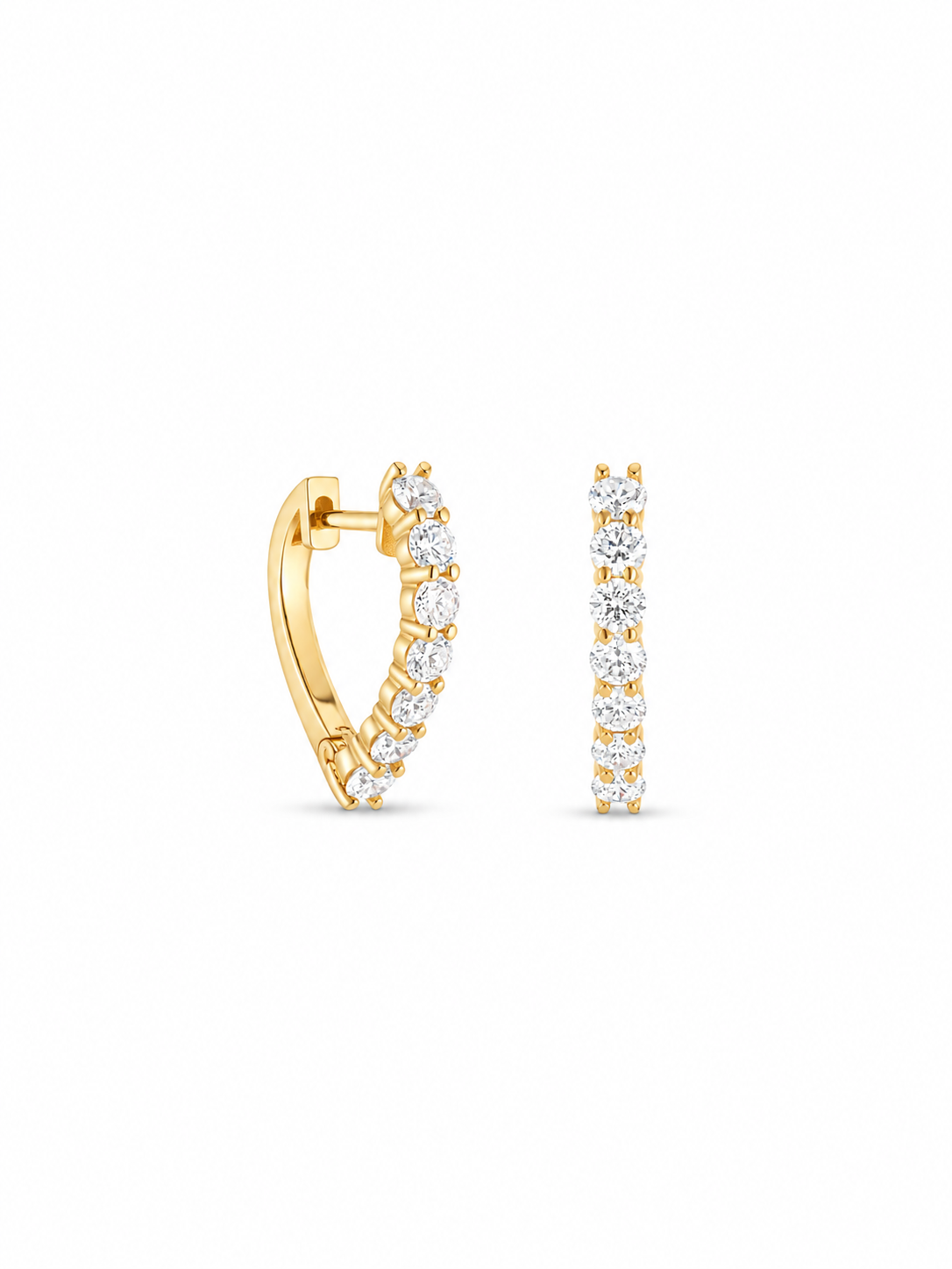 Sparkler Drop Hoop Yellow Gold Earrings