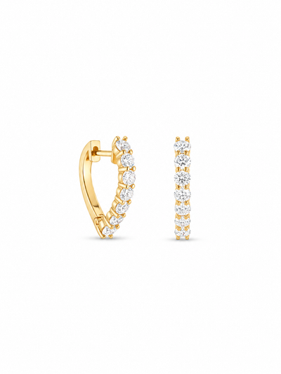Sparkler Drop Hoop Yellow Gold Earrings