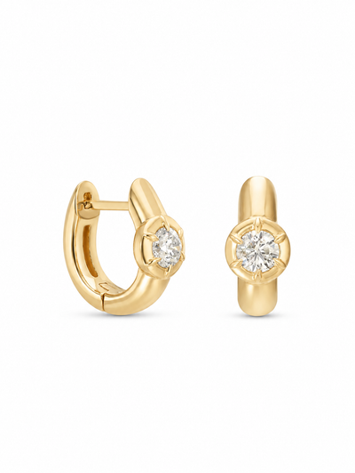 Diamond Round Solis Yellow Gold Huggies