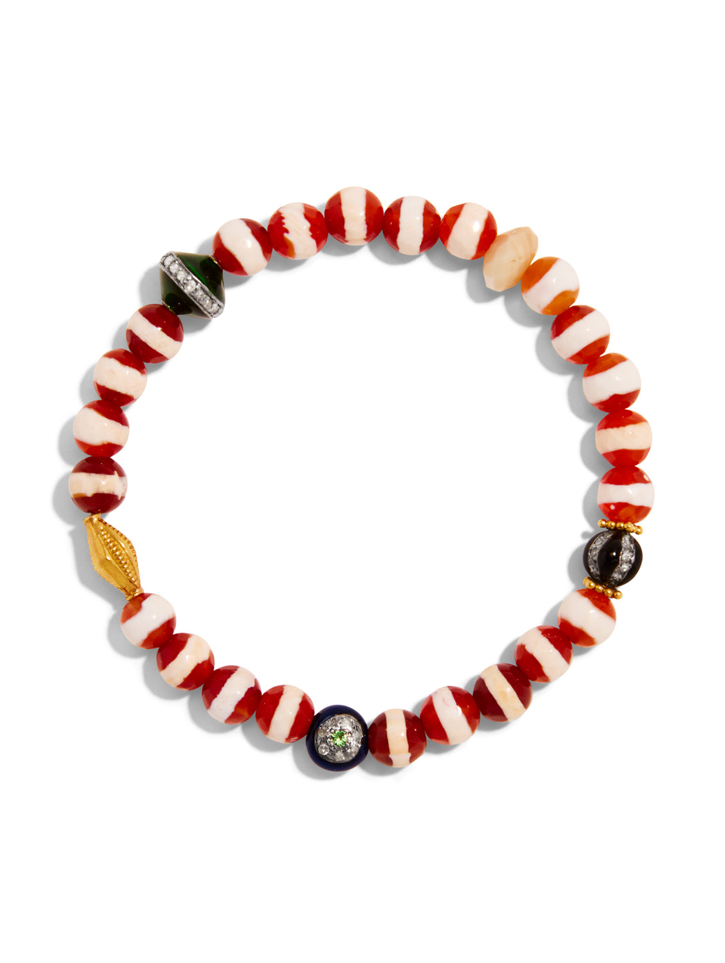 Striped Brown Agate Pavé Evil Eye & Multi Stone Beaded Bracelet