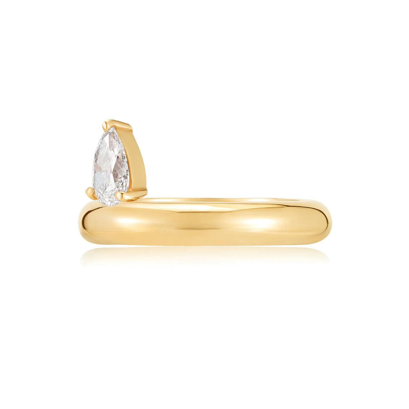 Floating Pear Diamond Yellow Gold Ring