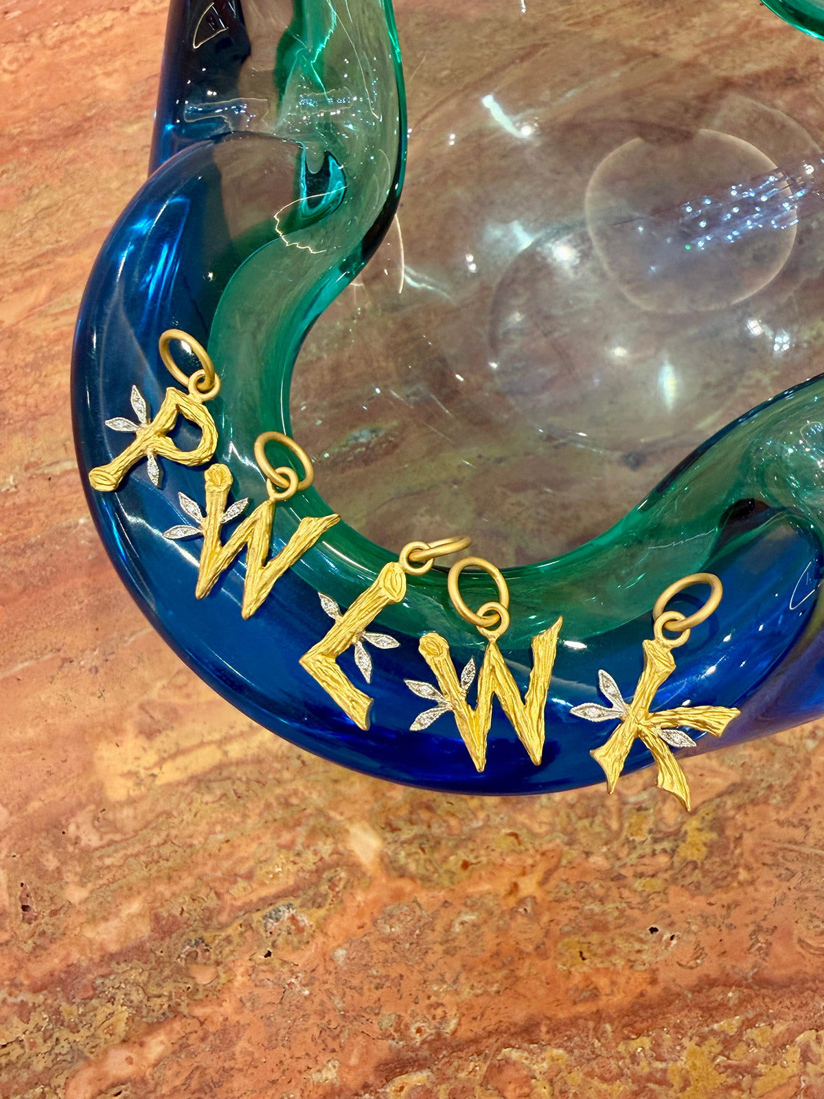 Yellow Gold Branch Initial Charm