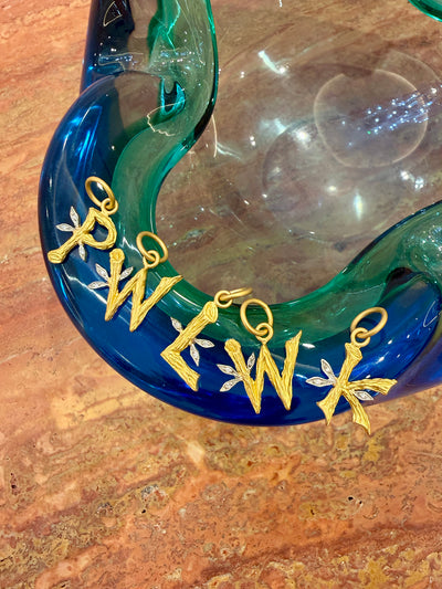 Yellow Gold Branch Initial Charm