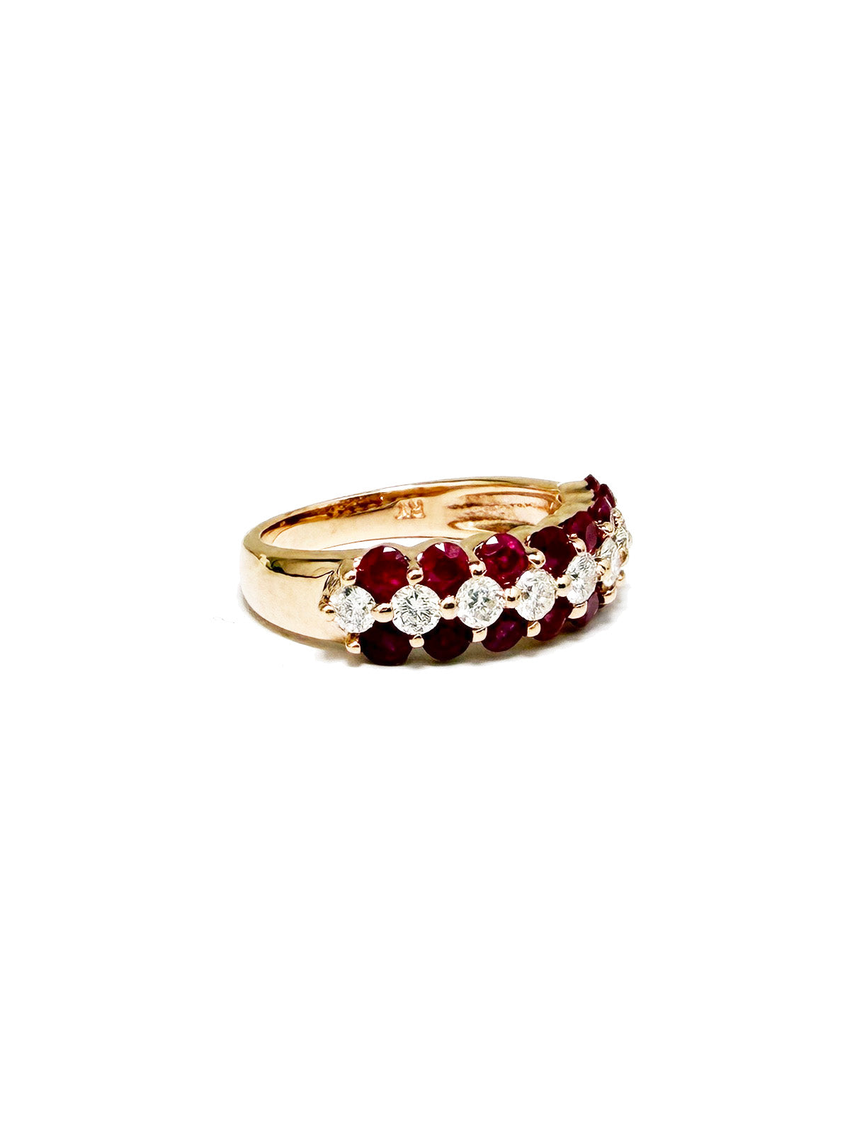 Vintage 1.6ct Ruby & 0.78ct Diamond Rose Gold Ring