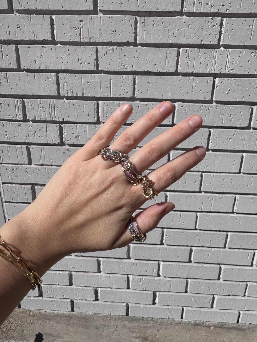 Tigris SG Gris Pink Ombre Sterling Silver & Yellow Gold Ring