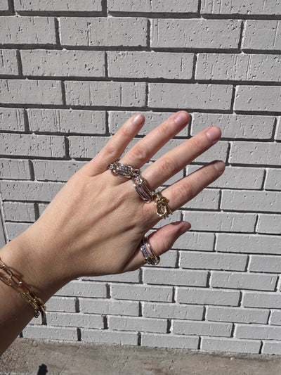 Tigris SG Gris Pink Ombre Sterling Silver & Yellow Gold Ring