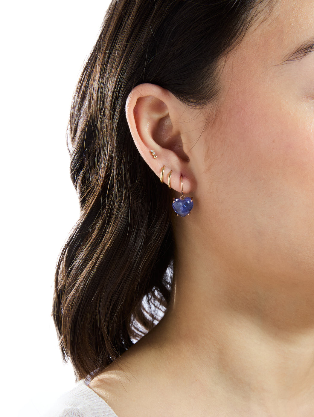 Tanzanite Heart Yellow Gold Drop Earrings