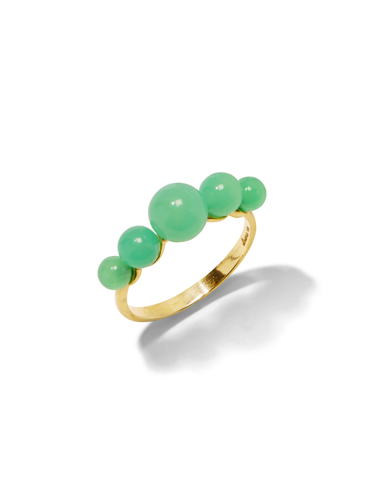 Graduated Chrysoprase Gumball Yellow Gold Ring