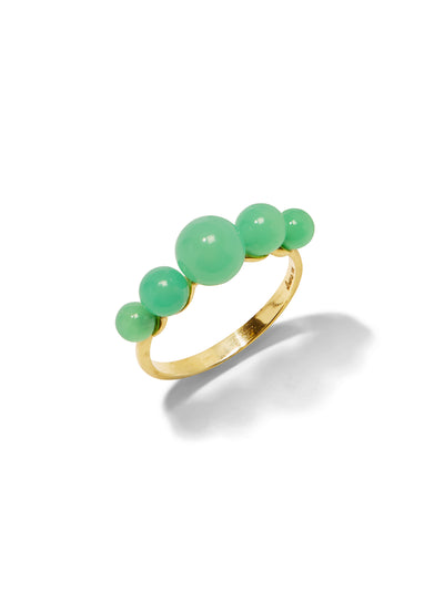 Graduated Chrysoprase Gumball Yellow Gold Ring