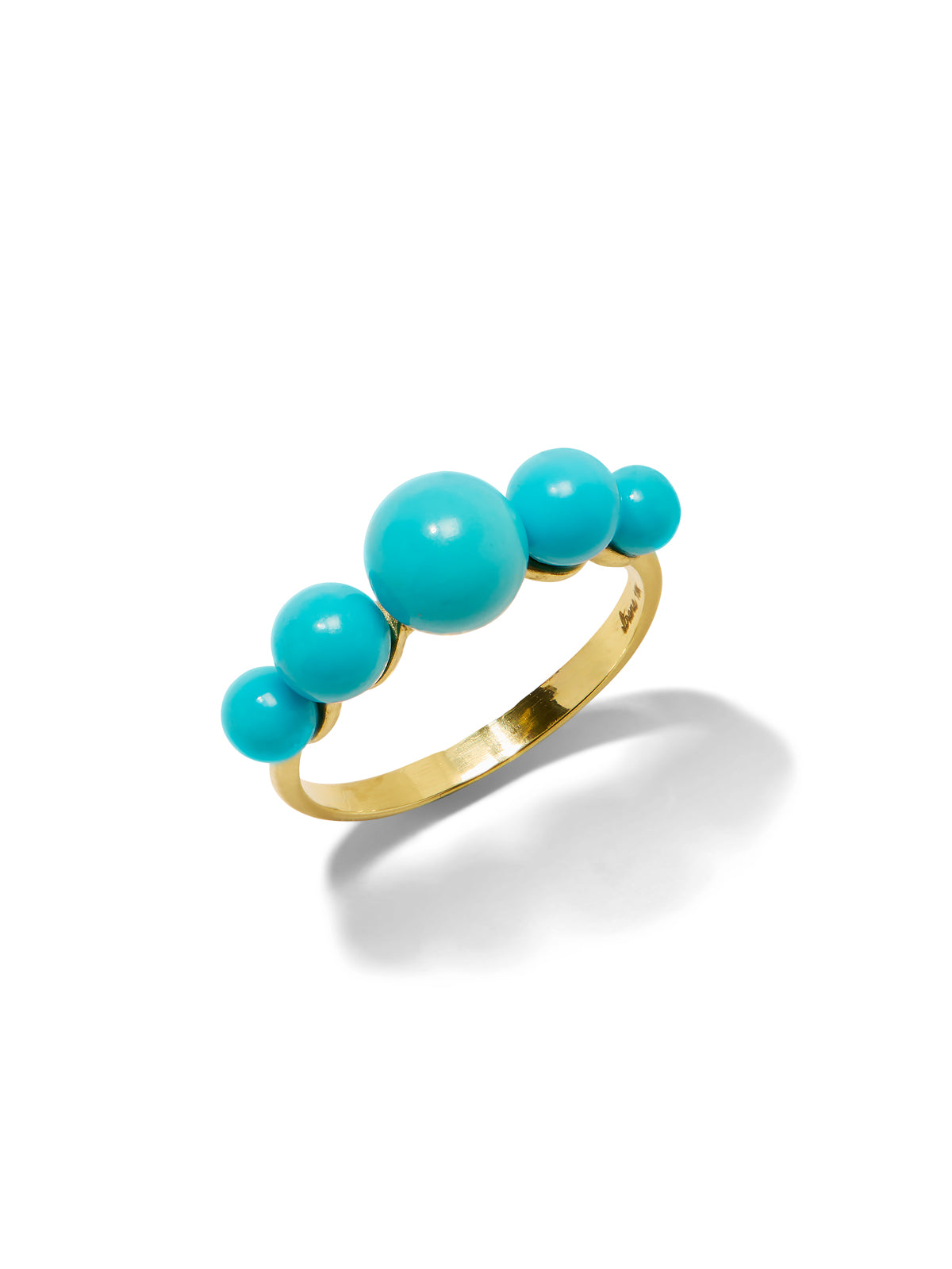 Graduated Turquoise Gumball Yellow Gold Ring