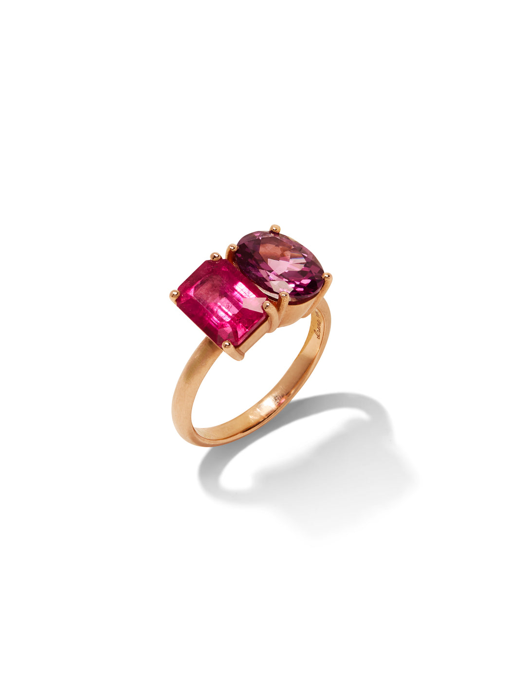 Gemmy Gem Garnet & Rubellite Rose Gold Ring
