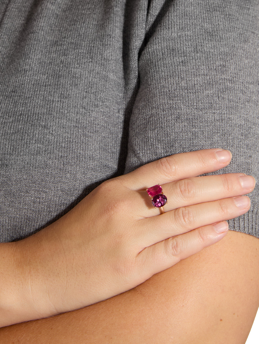 Gemmy Gem Garnet & Rubellite Rose Gold Ring