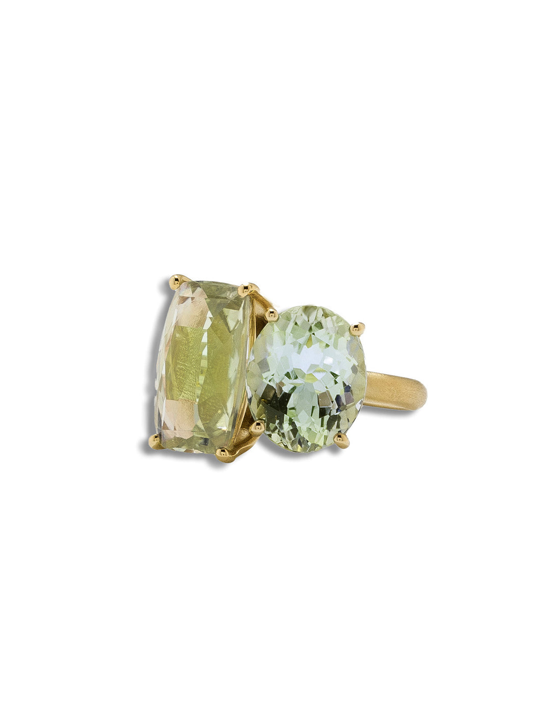 Gemmy Gem Double Stone Tourmaline & Aquamarine Yellow Gold Ring
