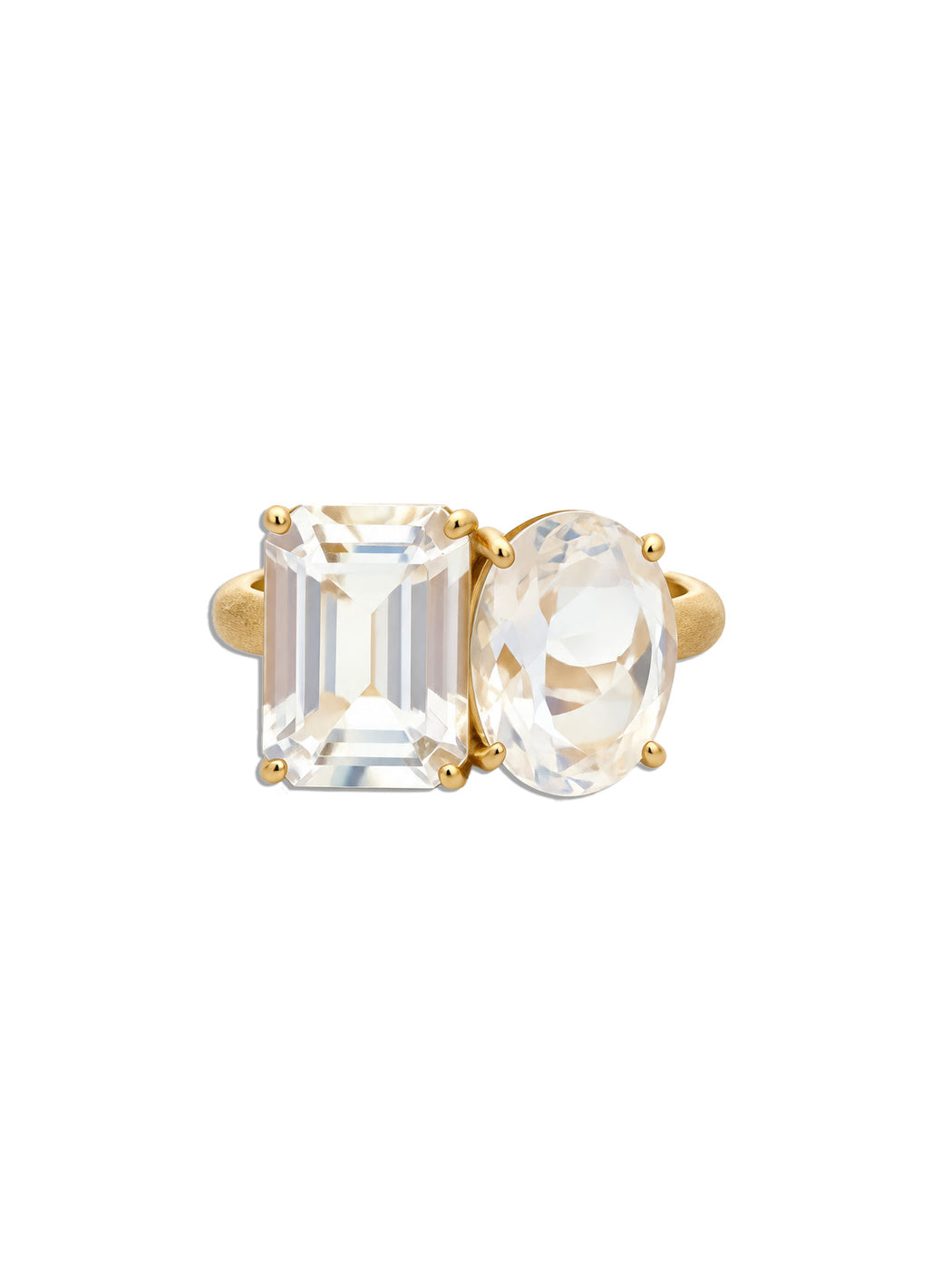 Gemmy Gem Rainbow Moonstone Yellow Gold Ring