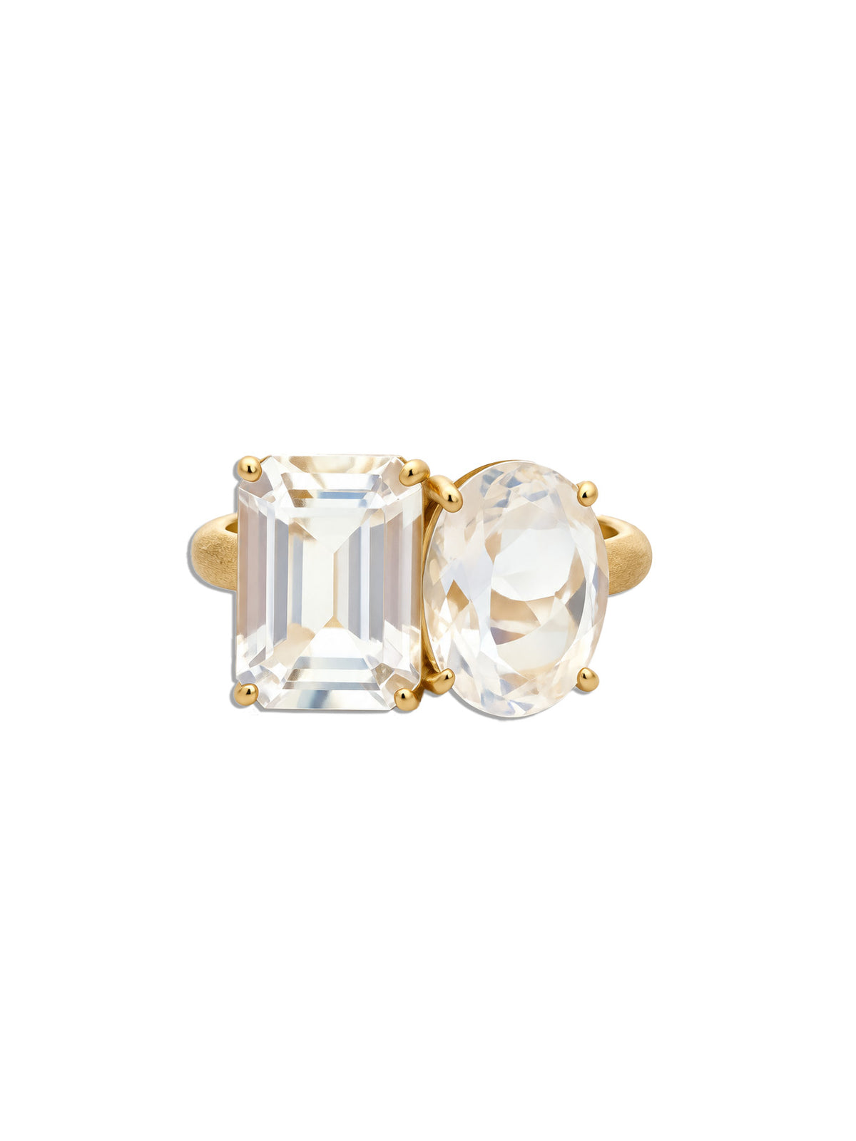 Gemmy Gem Rainbow Moonstone Yellow Gold Ring
