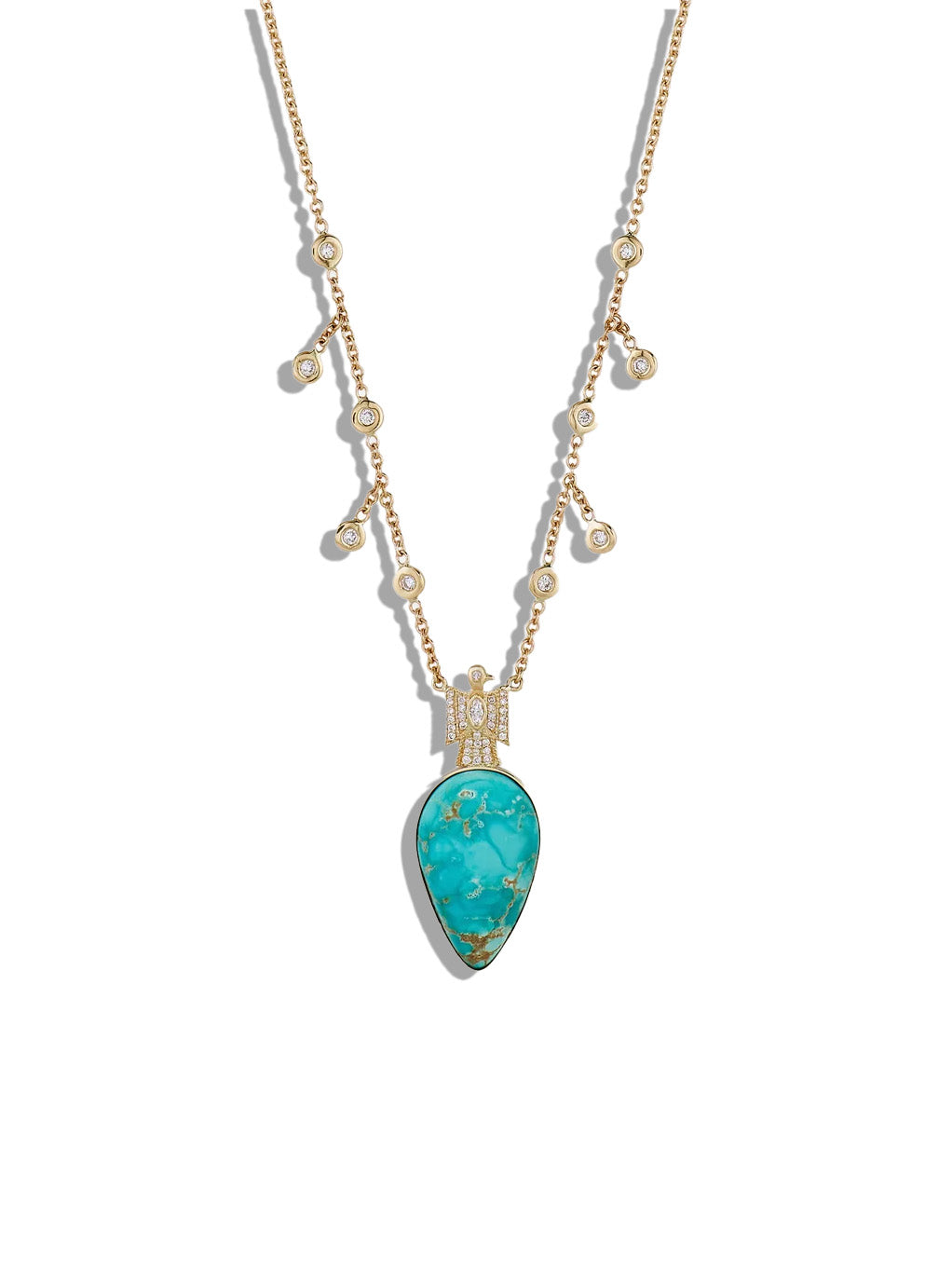 Marquise Diamond Thunderbird Turquoise Teardrop Diamond Shaker Necklace