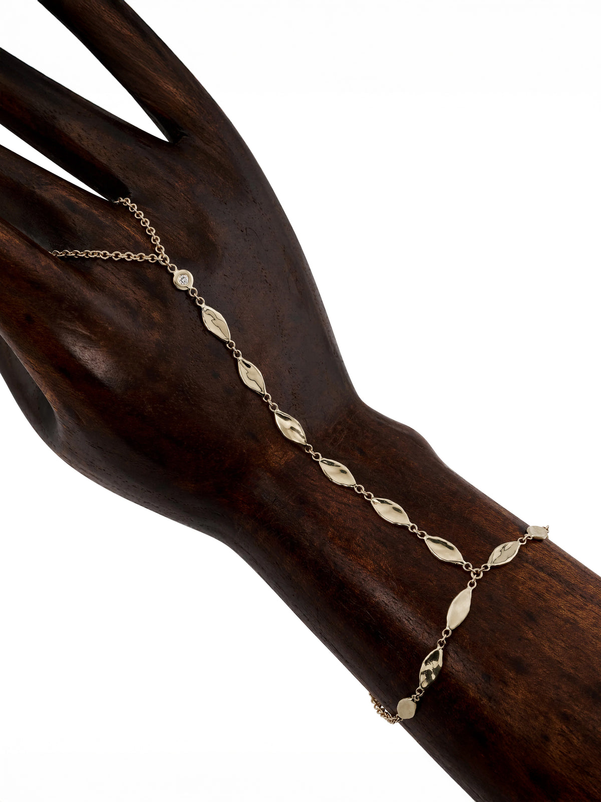 Diamond Hammered Marquise Finger Bracelet