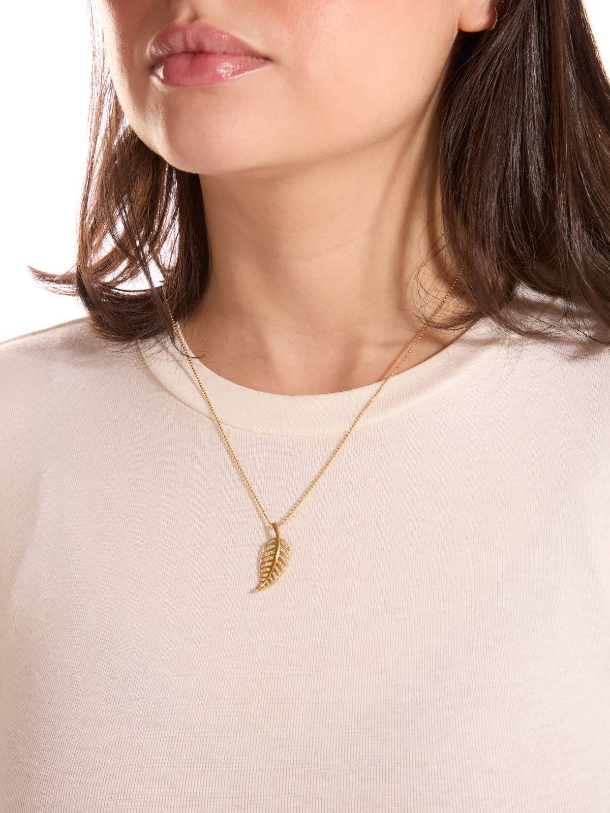 Diamond Leaf Necklace - Yellow Gold | Ylang 23