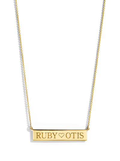 1 Side Engraving, 16-in. Personalized Yellow Gold Nameplate Necklace