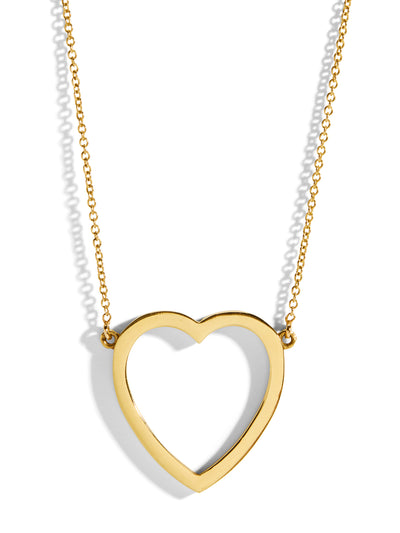 Large Open Heart Yellow Gold Necklace