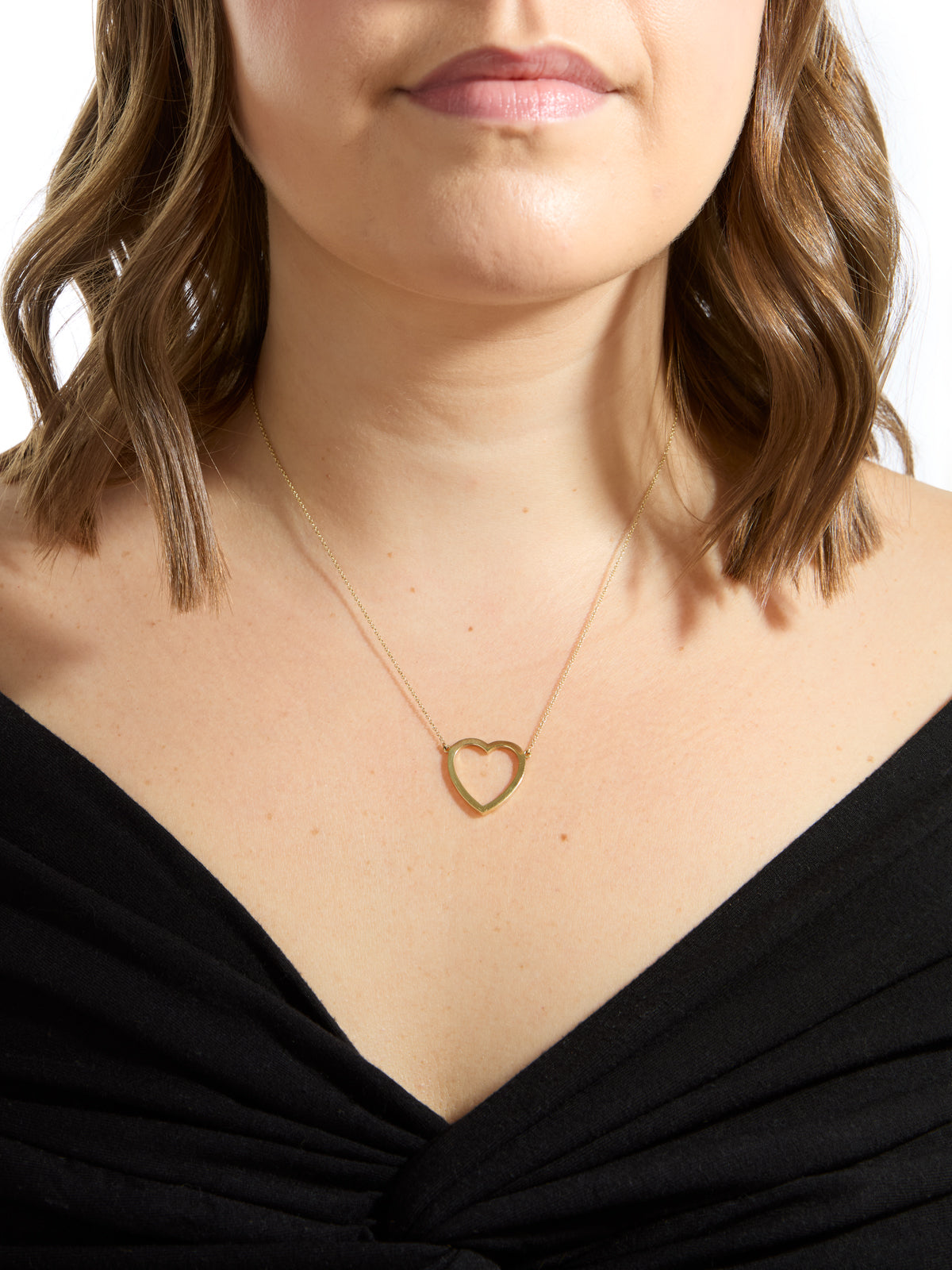 Large Open Heart Yellow Gold Necklace