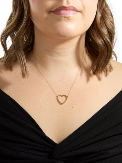 Large Open Heart Yellow Gold Necklace