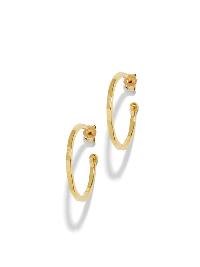 Small Hammered Yellow Gold Hoop Earrings