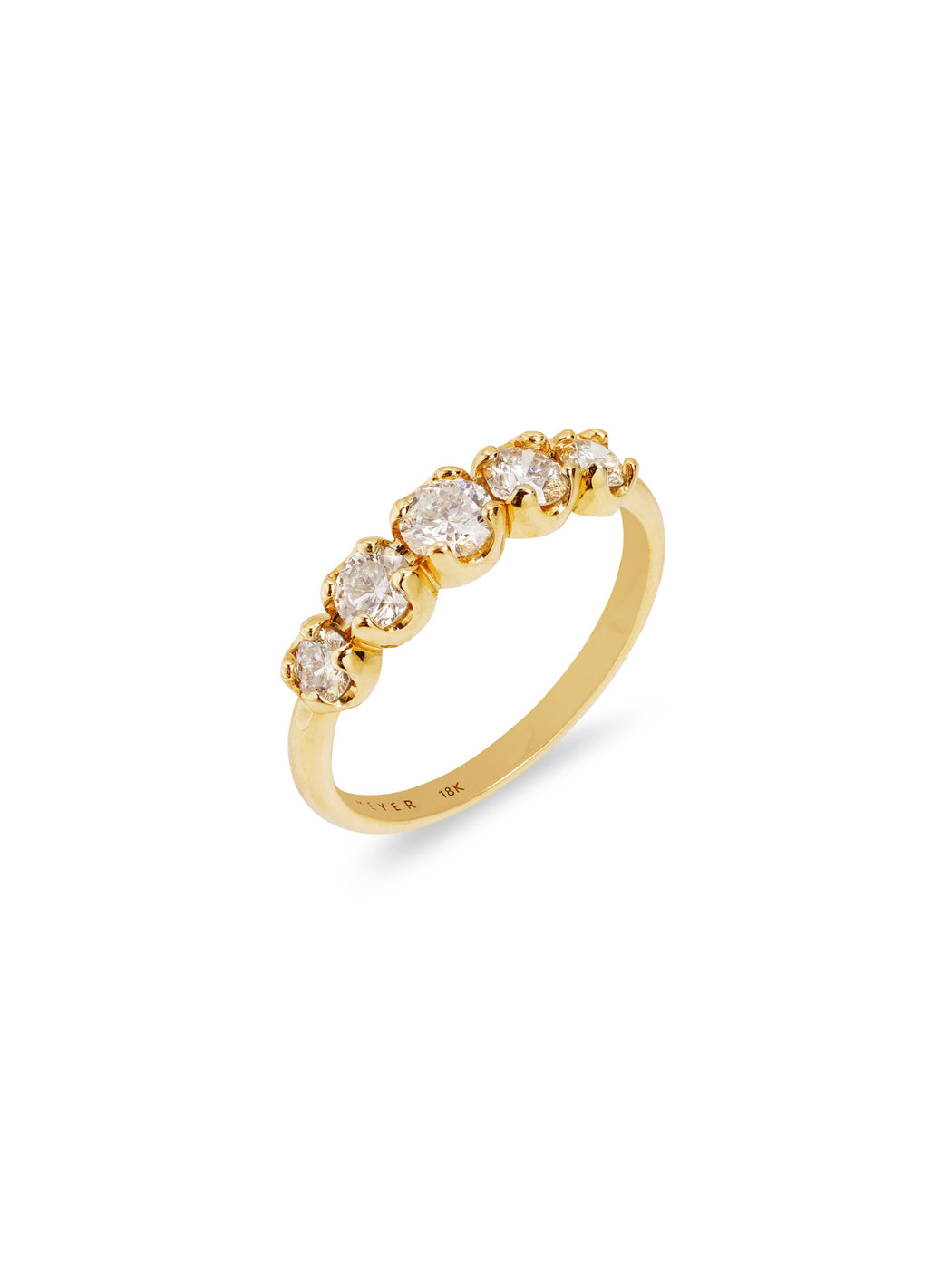 Graduated Diamond Yellow Gold Ring