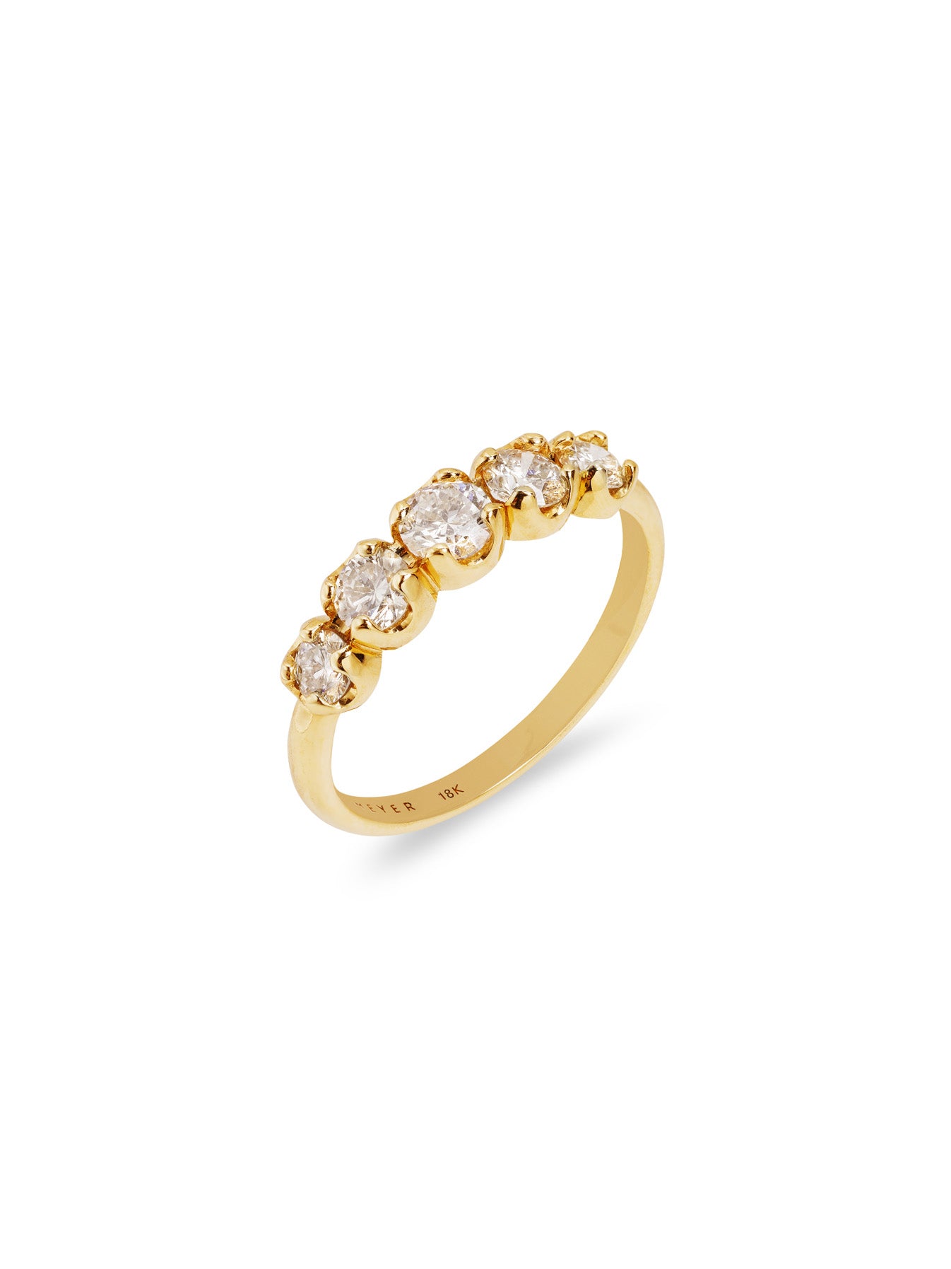 Graduated Diamond Yellow Gold Ring
