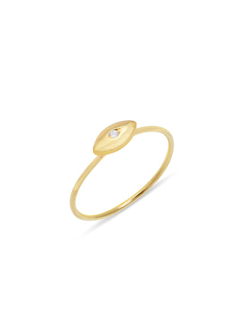 Mini Evil Eye Yellow Gold Ring
