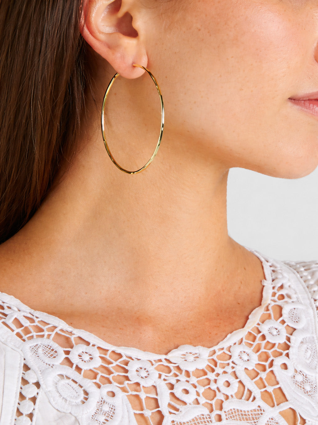 Large Hammered Yellow Gold Bangle Hoop Earrings