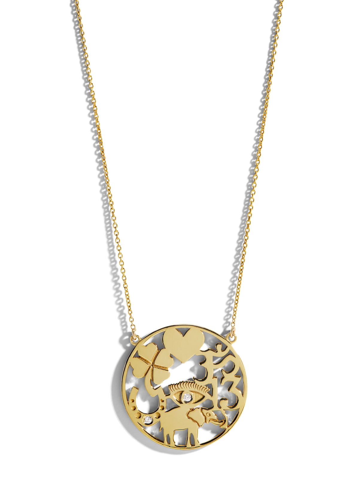 Open Good Luck Yellow Gold Necklace