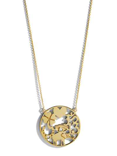Open Good Luck Yellow Gold Necklace