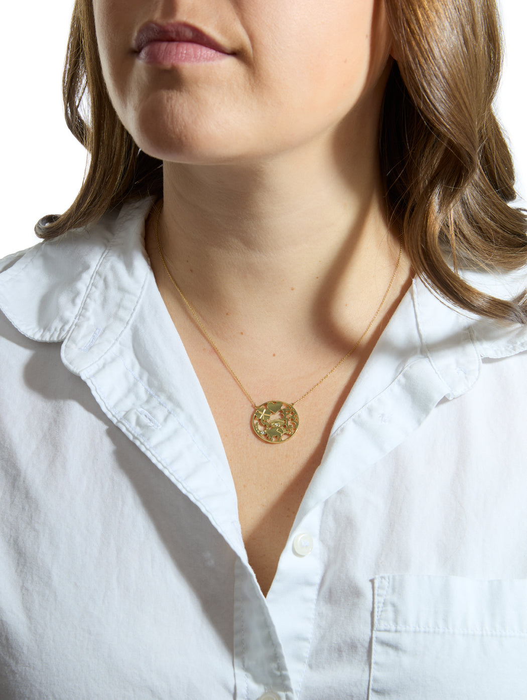 Open Good Luck Yellow Gold Necklace