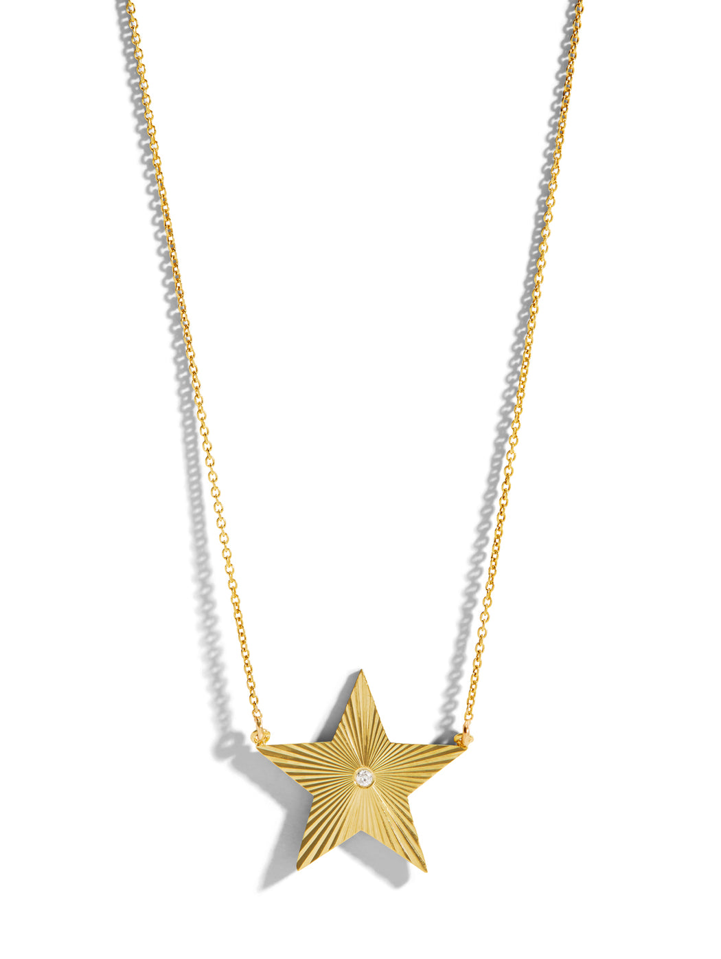 Large 70's Star Yellow Gold Necklace