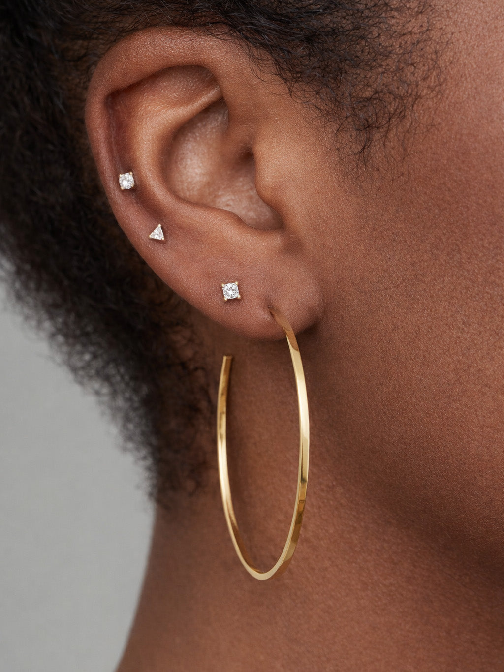 Medium Thin Yellow Gold Hoop Earrings