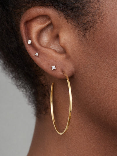 Medium Thin Yellow Gold Hoop Earrings