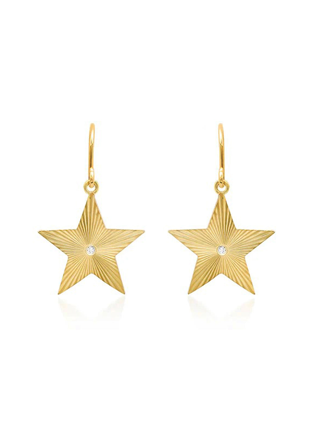Large 70's Star Yellow Gold Earrings