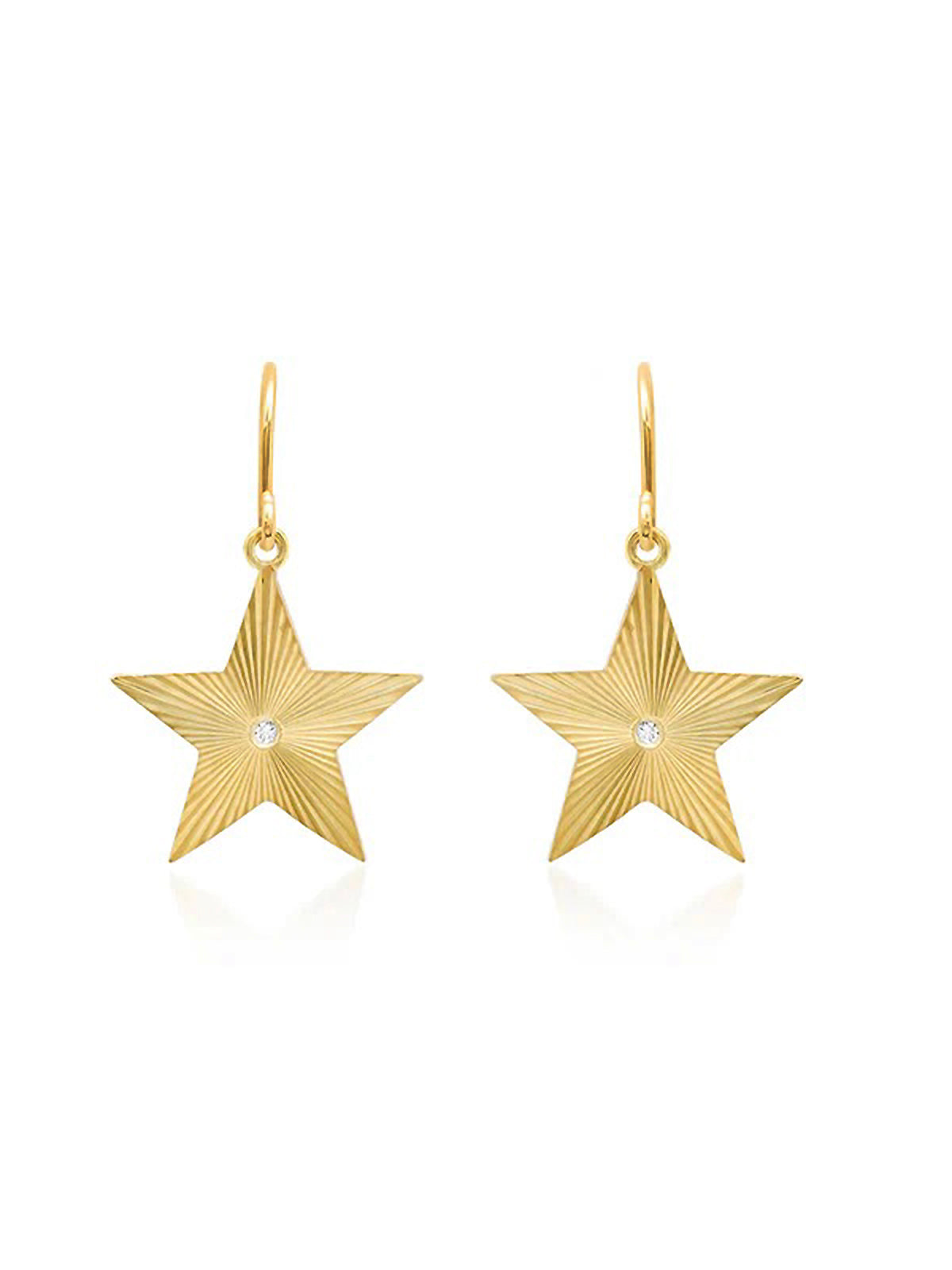 Large 70's Star Yellow Gold Earrings