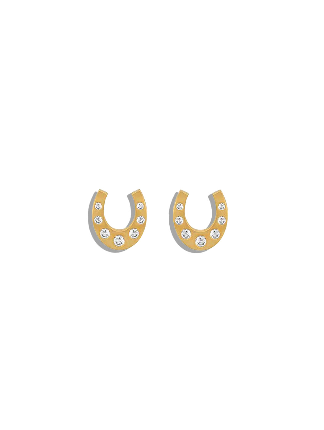 Mini Diamond Horseshoe Yellow Gold Studs