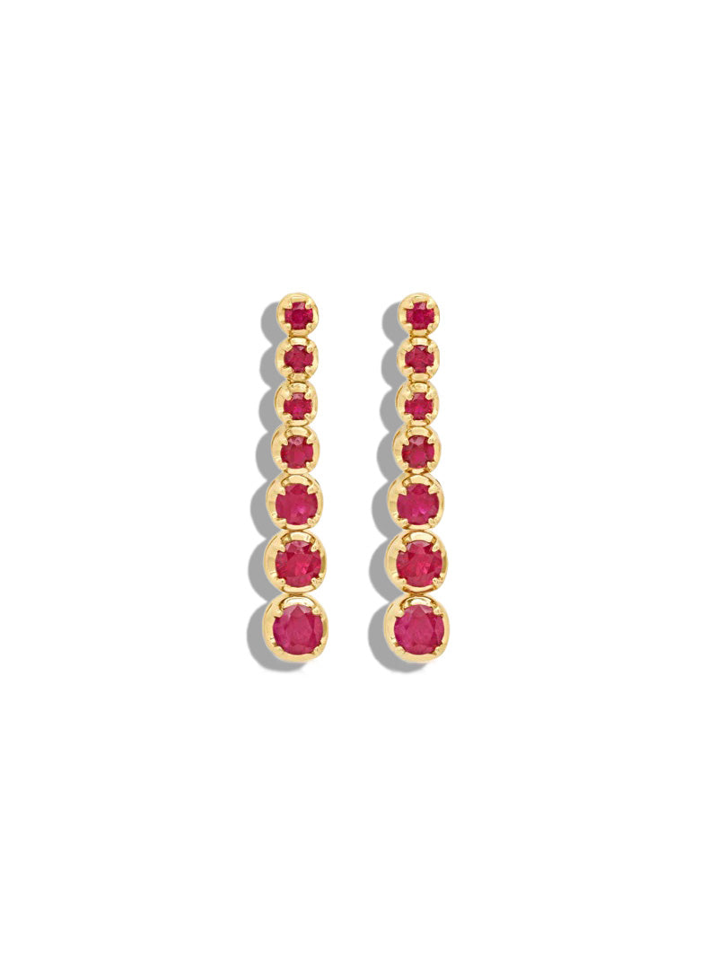 Graduated Ruby Yellow Gold Tennis Studs