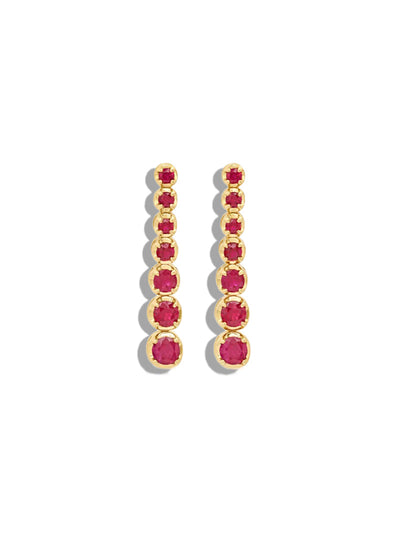 Graduated Ruby Yellow Gold Tennis Studs