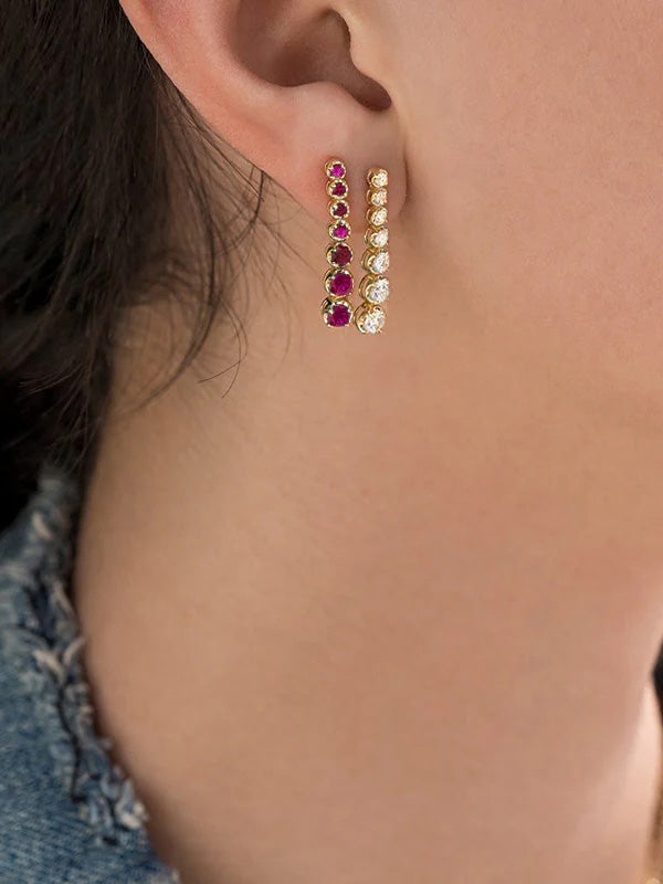 Graduated Ruby Yellow Gold Tennis Studs