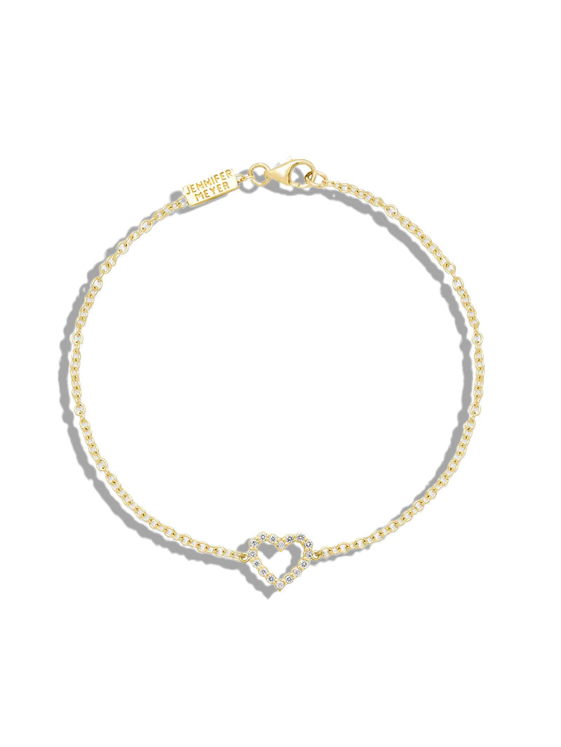Open Heart Diamond Yellow Gold Bracelet
