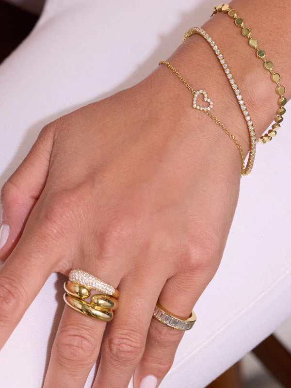 Open Heart Diamond Yellow Gold Bracelet