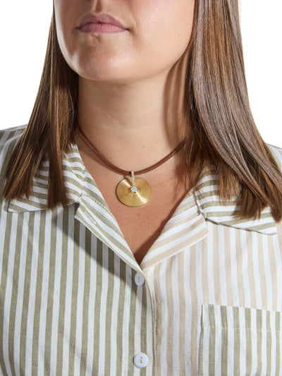 Tobacco Wide Leather Cord Necklace