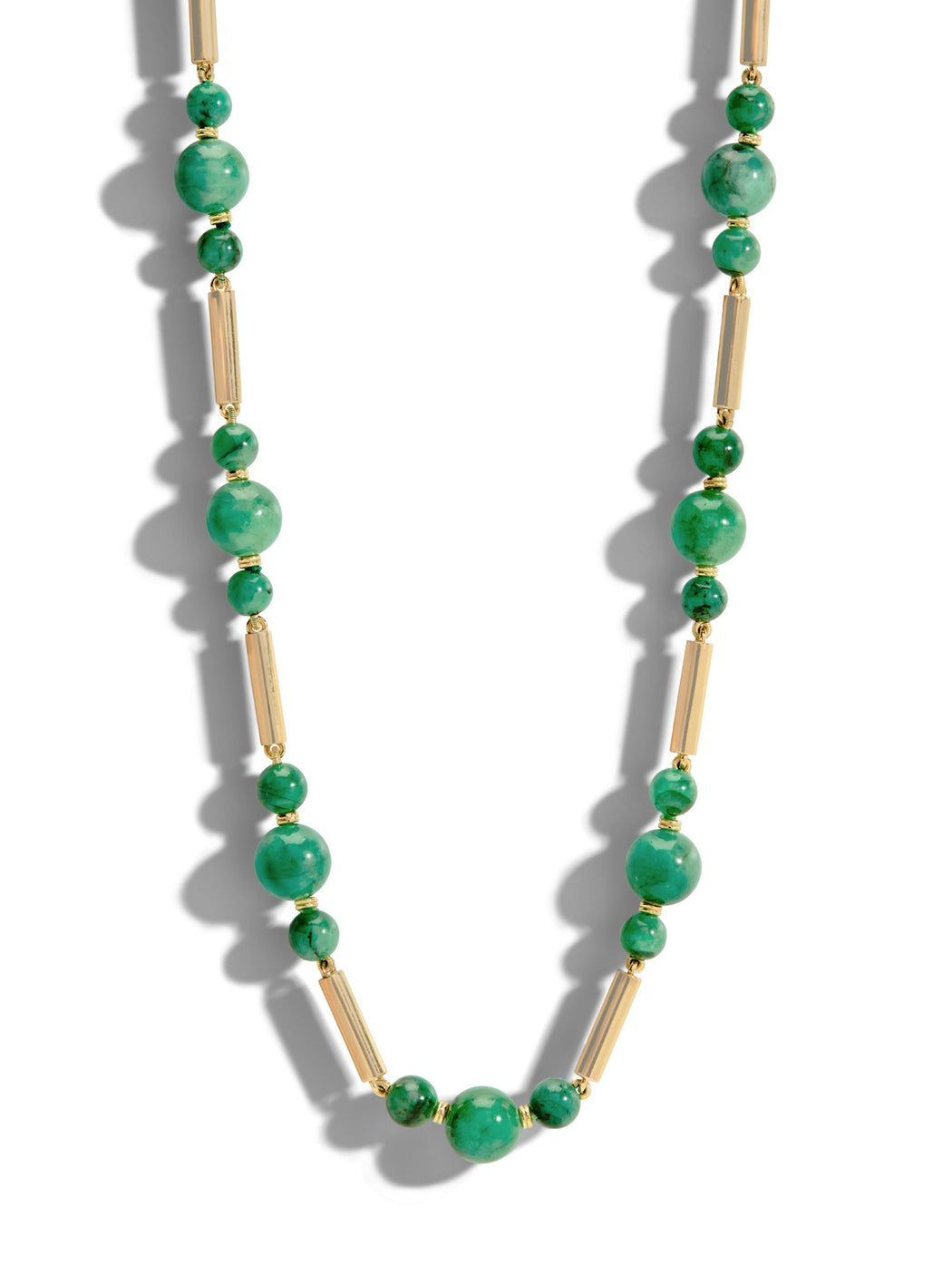 Gilda Emerald Yellow Gold Stick Chain Necklace