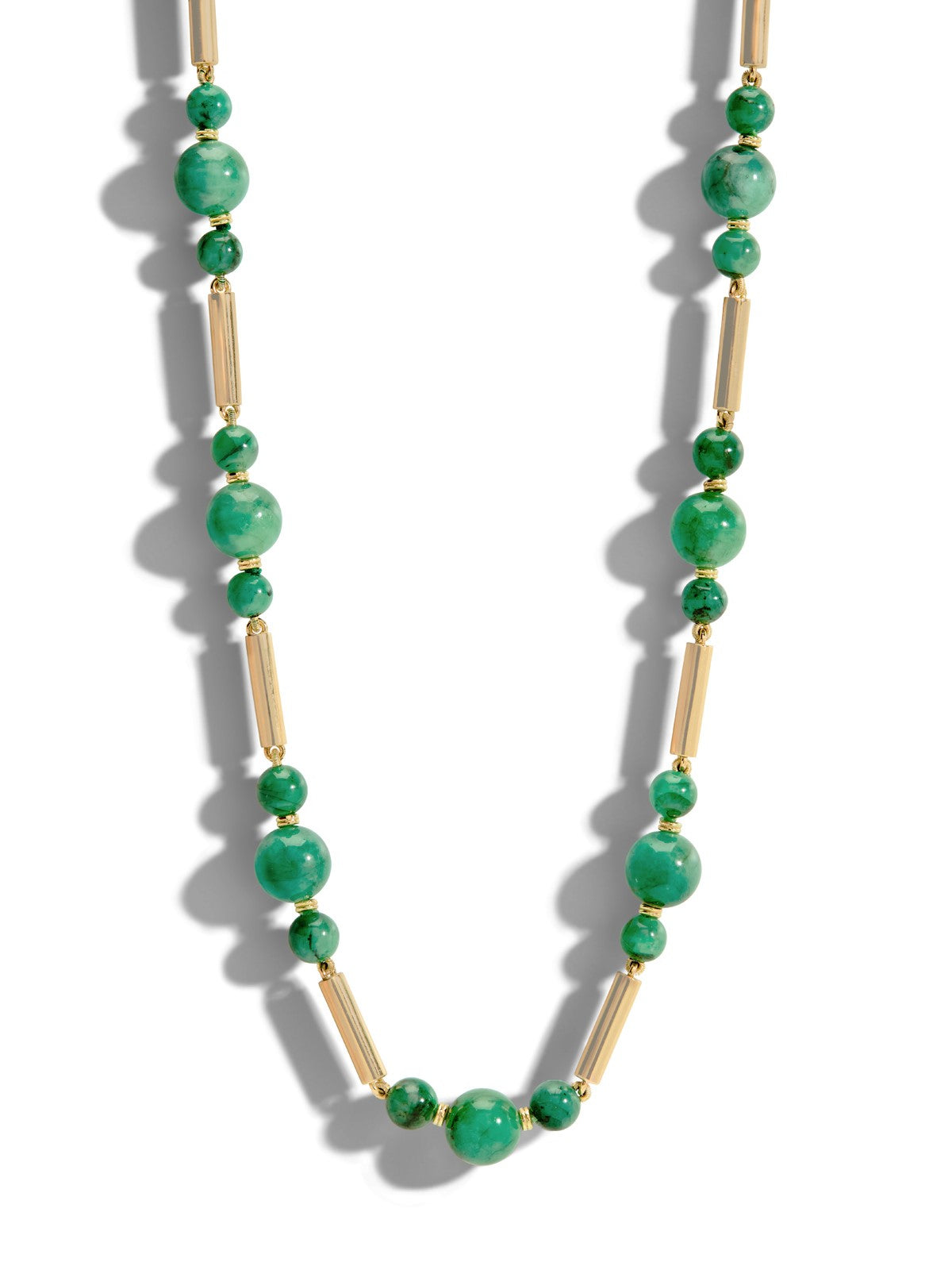 Gilda Emerald Yellow Gold Stick Chain Necklace